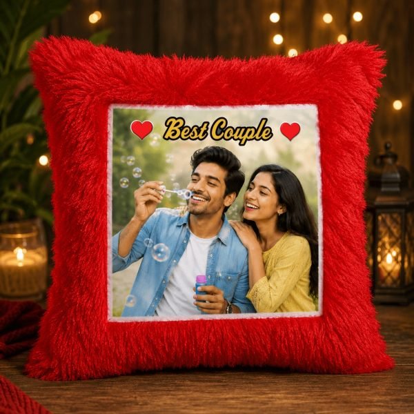 Red Fur Photo Pillow