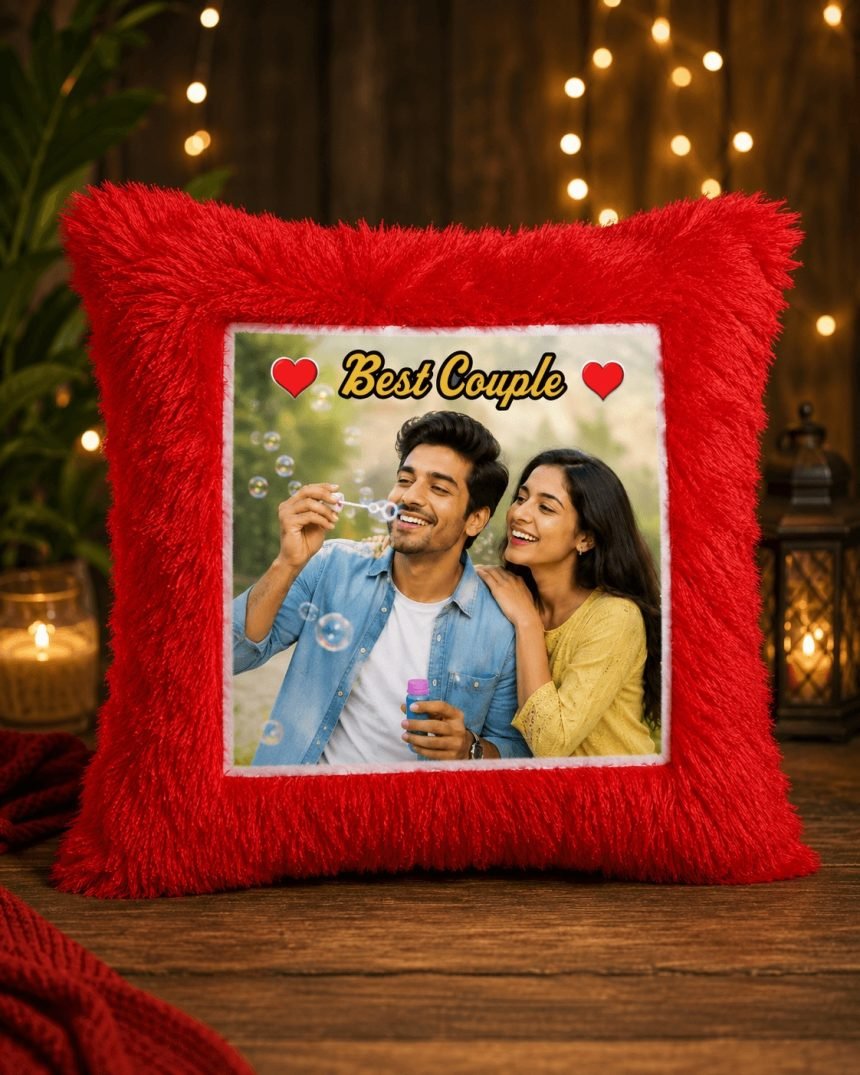 Red Fur Photo Pillow