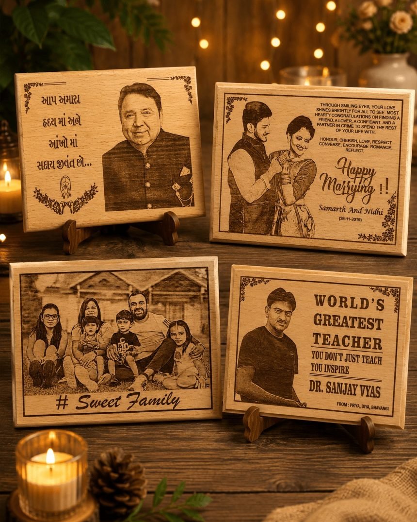 Customized Wooden Photo Frame Couple Photo & Message